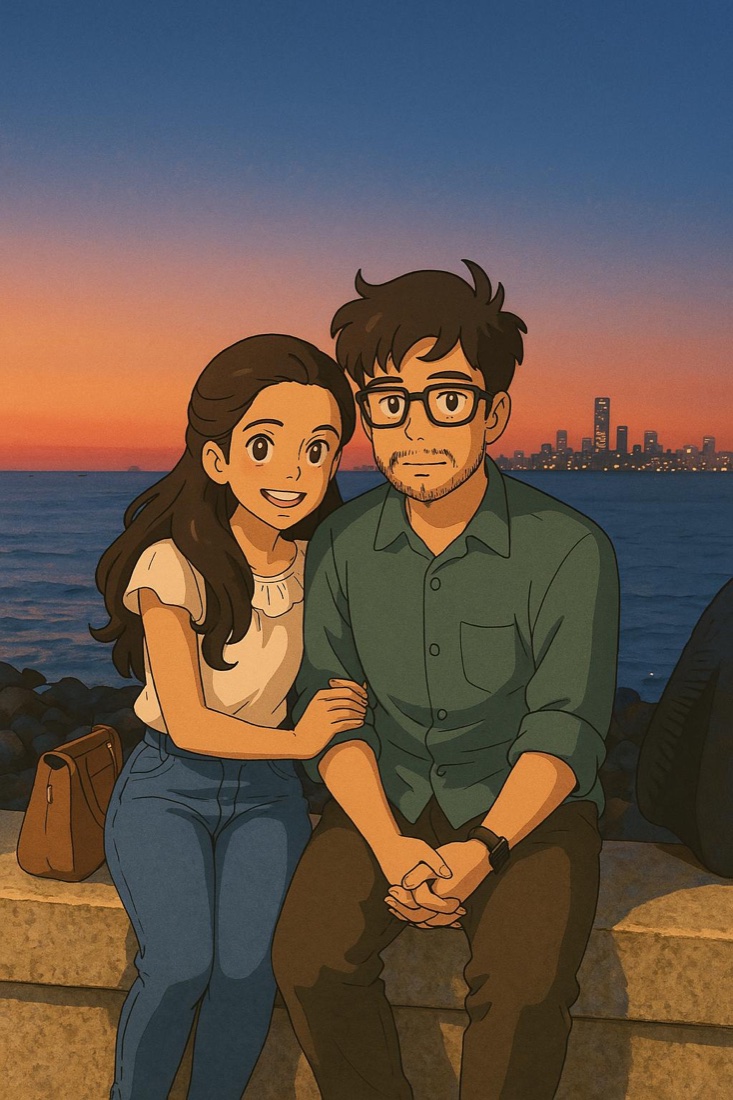 A drawing of us at Marine Drive at sunset